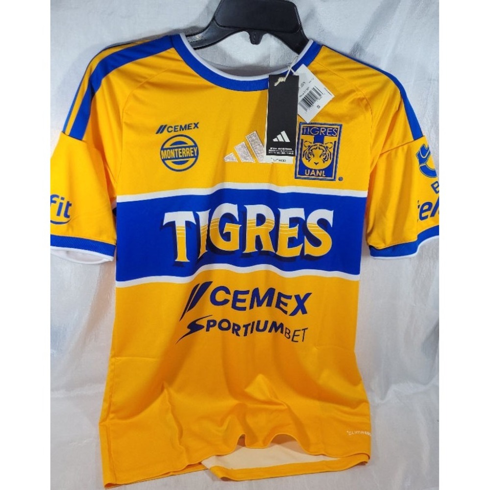 Adidas Men's Slim Fit Tigres UANL Fan 26-27 Home Jersey KB2060 - Gold - Small
